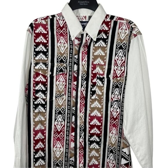Vintage Wrangler Aztec Navajo Western Shirt Button-Up 15½ 34 Retro - Picture 3 of 13